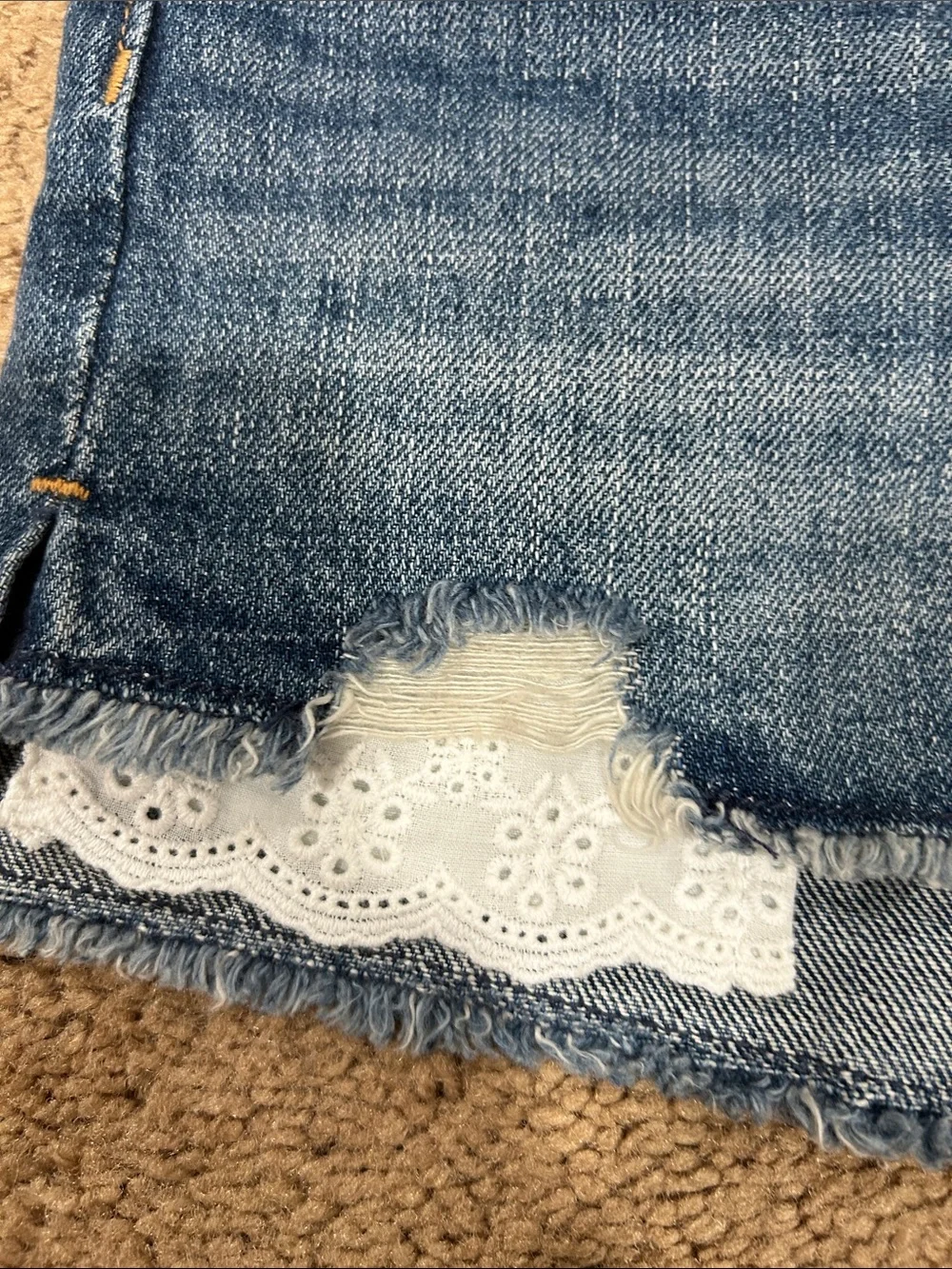 Old Navy Denim Shorts with White Lace Trim